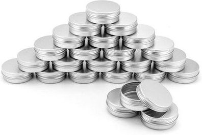 QWORK® 24 Stück Aluminium Cremedose mit Deckel, Rund Leer Döschen für Creme