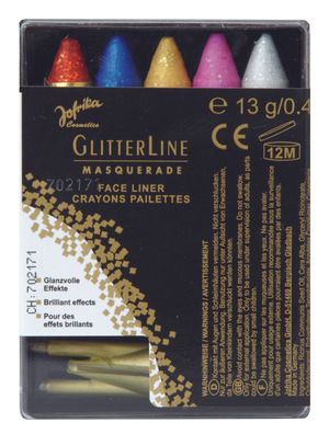 Jofrika Cosmetics 750758 - 5 Glitterstifte bunt mit Spitzer, Schminkstifte Set