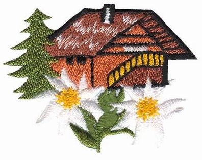 Kleiber Almhütte, Switzerland oder 2er Enzian Bügelbild, Patch, Applikation