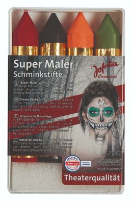 Jofrika Cosmetics 748118 - Super Maler, 4 Schminkstifte Set, Halloween Schminke
