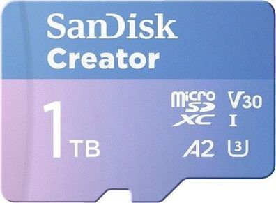 SanDisk Creator microSDXC UHS-I Speicherkarte 1 TB + Adapter 5.3K & 4K, A2, C10