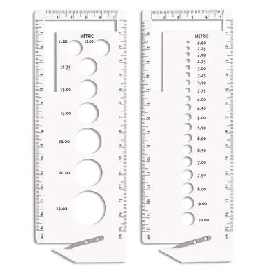Pony 60669 Stricknadelmaße mit Garnschneider, 2er Set, 2-10 & 11-25mm, Lineal