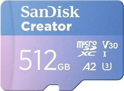 SanDisk Creator microSDXC UHS-I Speicherkarte 512 GB + Adapter (5.3K & 4K, A2)
