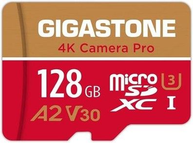 Gigastone 128GB Micro SD Speicherkarte, 4K Kamera Pro, bis zu 100/50 MB/s, A2