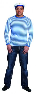 PxP 14866 - Ringelshirt langarm garngefärbt blau-weiß gestreift geringelt Ringel