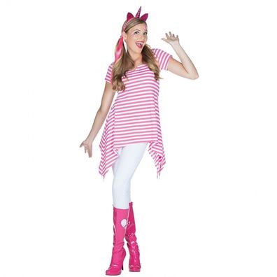 PxP 13342 - Ringel Tunika pink-weiß gestreift geringelt - Karneval Shirt