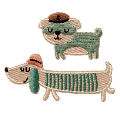 Mono-Quick 12296 Hunde Maritim 2er Set Applikation, Bügelbild, Patch, Dackel