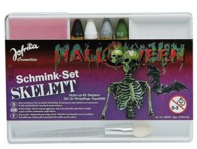 Jofrika Cosmetics 747842 - Schmink-Set Skelett, Applikator Schminke Stifte