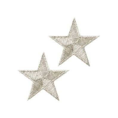 MonoQuick 0650x Sterne 2er Set, Bügelbild, Patch, ca. 3 cm Silber oder Gold