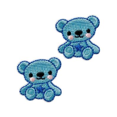 Mono Quick 06021 Bär blau, 2er SET Bügelbild, Patch, ca. 2,5 x 2,5 cm Bärchen
