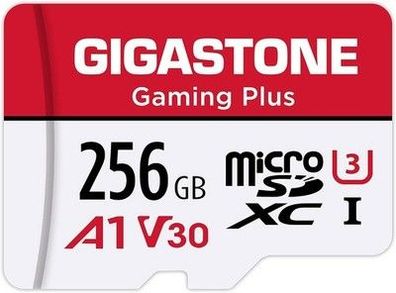 Gigastone Gaming Plus Micro SD Karte 256 GB + SD Adapter, UHS-I A1 U3 V30 Klasse
