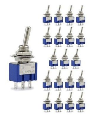 QWORK 20Stk Mini Kippschalter SPST AC 125V 6A ON-ON 3 Pins 2 Position für Auto