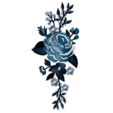 Blütenranke Applikation in blau, osa, ot, Flicken Aufbügeln Aufnähen, Blume Rose