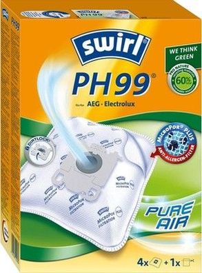 Swirl PH 99 EcoPor Staubsaugerbeutel für AEG, Electrolux, 4 Beutel und 1 Filter
