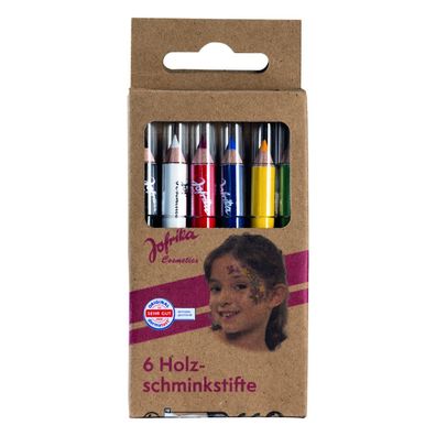 Jofrika Cosmetics 707120 - 6 Holzschminkstifte, Schminke für Gesicht oder Körper