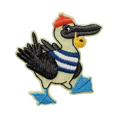 Mono Quick 1015x Seevogel oder Fisch mit Pfeife Applikation, Bügelbild, Patch