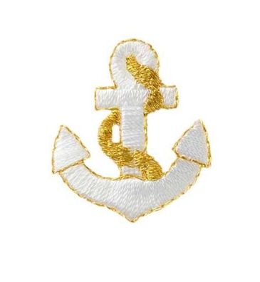 Mono-Quick 02091 Anker Weiß Gold Applikation, Bügelbild, Patch, Aufnäher