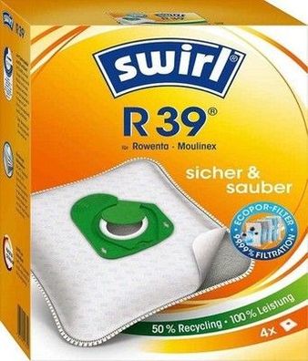 Swirl R 39 EcoPor Staubsaugerbeutel für Rowenta, Moulinex, 4 Beutel & 1 Filter