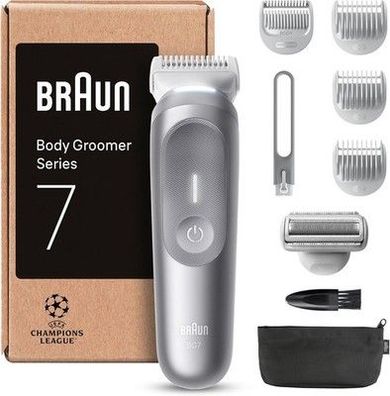 Braun Bodygroomer Series 7, + 8 Zubehörteile, mit Smartlight & SkinGuard, 100 Min