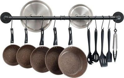 OROPY Küchenregal 97cm Industrieller Stil Wandmontage Hängeleisten Mit 14 Haken