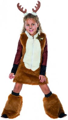 Mottoland 116264 - Rehkitz Plüsch Kleid, Reh Kinder Kostüm Gr. 104 - 140