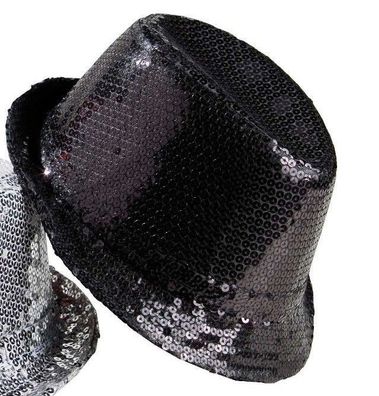 Rubies - Paillettenhut, Fedora - silber, schwarz, pink, lila * Karneval Zubehör