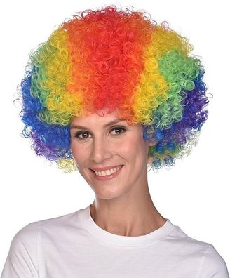 amscan 9910252 - Perücke Afro Regenbogen, Kostüm Zubehör, Lockenkopf, Clown