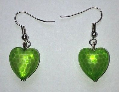 1 paar Ohrhaken Herz , kiwi, orange, Ohrhänger, Ohrringe, Ohrschmuck Schmuck NEU