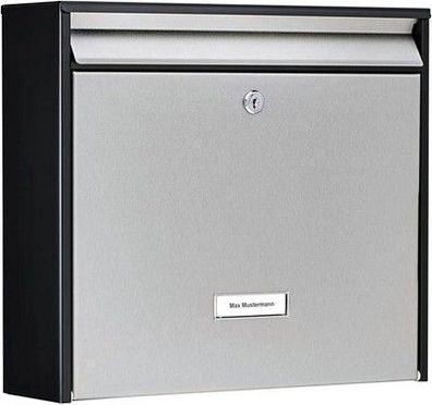 Burg-Wächter Briefkasten Edelstahl mit Namensschild A4 Einwurf-Format, Edelstahl
