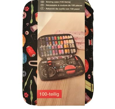 alzetta 100-teiliges Näh-Etui, Reise Set, Nähset, Starter Geschenk, schwarz weiß
