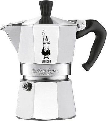 Bialetti Moka Express Aluminium-Kaffeemaschine für Herdplatten (2 Tassen), 90 ml