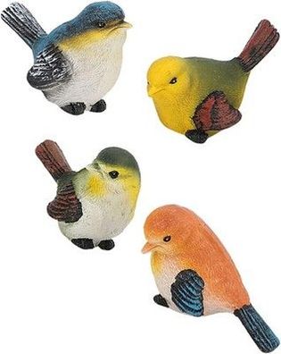 Regun Harz Vögel Tierfigur, 4 Stück Mini Deko Vögel zur Gartendekoration, Garten