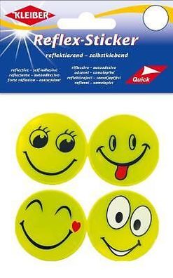 Kleiber Reflex-Sticker Funny Faces - Selbstklebende, reflektierende 4er Sets