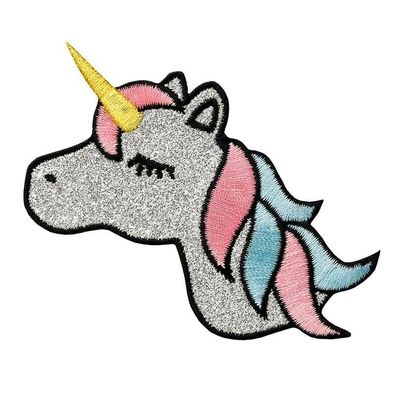 Mono Quick 12100 Glitzer Einhorn Bügelbild, Patch Glitter, Glitzereffekt