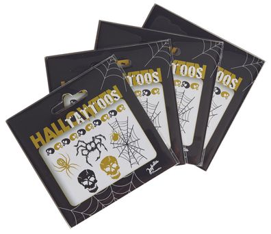 Jofrika 704052 - Halloween Tattoos - Skelett Spinne Spinnenetz - schwarz gold