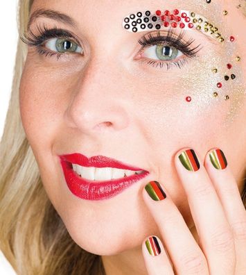 Jofrika Cosmetics 716856 - Fan Nail Foil, Nagelfolie, Fan Nägel Schwarz Rot Gold