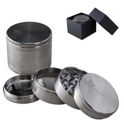 Black Leaf Rostfreier Edelstahl Grinder 4tlg Ø 63mm Crusher Kräuter Mühle NEU !!