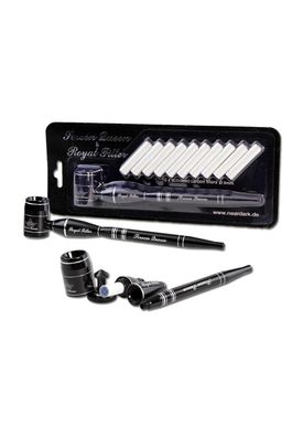 Screen Queen 17cm Sieblos Pfeife BlackLeaf Royal Filter Aktivkohle GIZEH Schwarz