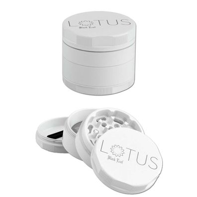 Black Leaf LOTUS Grinder Keramik beschichtet 4tlg Ø54mm Weiß Kräuter Alu Mühle !