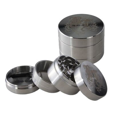 Black Leaf Rostfreiem Edelstahl Grinder 4tlg Ø 50mm Crusher Kräuter Mühle NEU !!