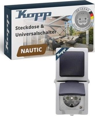 Kopp 138556008 Aus- / Wechselschalter-Steckdosen-Kombination Aufputz Feuchtraum