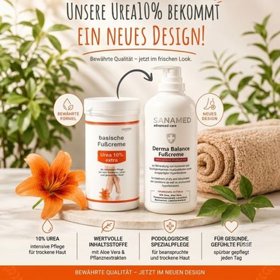 CareMed / SanaMed Derma-Balance-Fußcreme 500 ml - neues Design, zuvor basische Creme