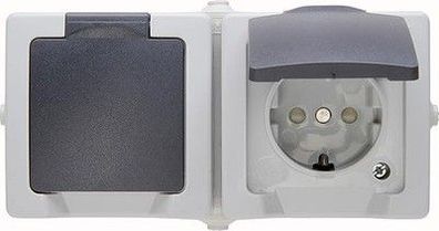 Kopp Nautic 2-fach Schutzkontakt-Steckdose mit Klappdeckel - 16A, 250V/AC, IP44