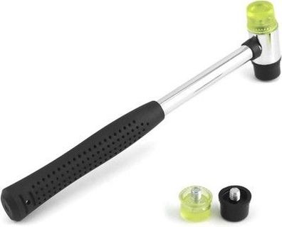 QWORK Gummihammer, 25 mm Doppelkopfhammer Mit 2 Ersatz-Hammerköpfen Gummigriff