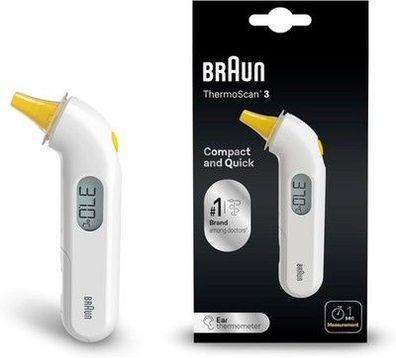 Braun ThermoScan 3 Ohr-Thermometer | Schnelle 1-Sekunden-Messung | IRT3030