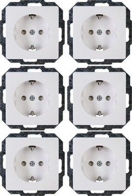 Kopp Paris Profipack: 6 x Schutzkontakt-Steckdose 1-fach, 16A, 250V , IP20, weiß