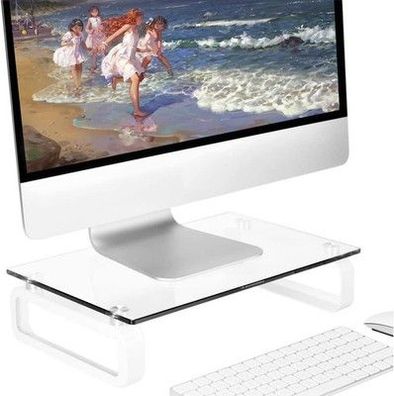 Computer-Monitor Ständer für Flachbildschirm LCD LED TV, Glas und Metallfüßen