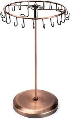 QWORK® Drehbar Schmuckständer mit 23 Haken, Schmuckbaum Messing H34,8 x B20,5 cm