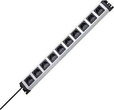 Kopp POWERversal 10-fach Steckdosenleiste, silber, 227120011, Grau, Schwarz