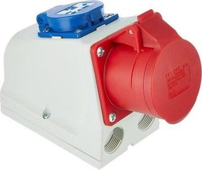 Kopp 100400005 CEE Kombiwandsteckdose, 5-polig 16A, Kombi-Wand-Steckdose, 400V